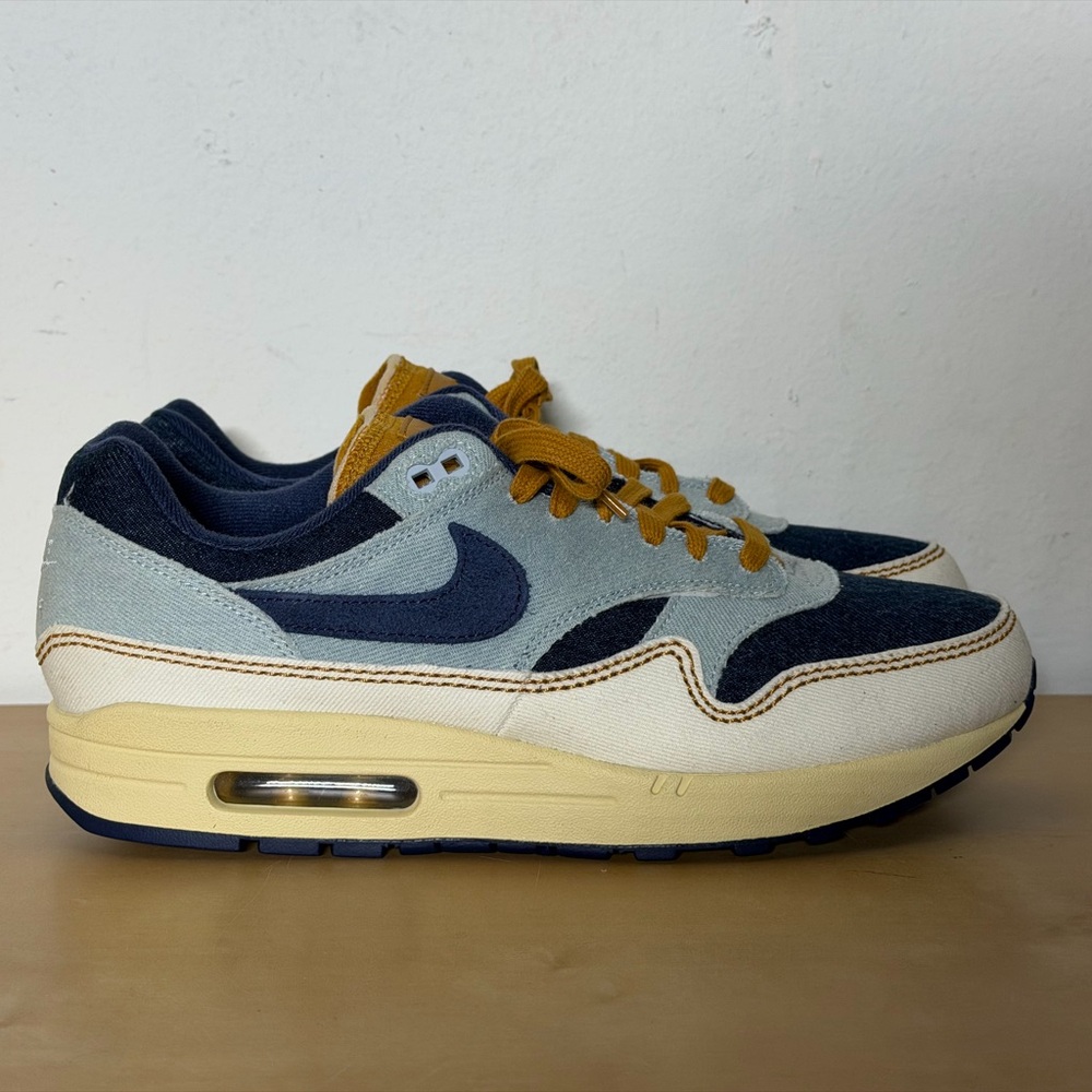 Nike Air Max 1 '87 Denim Aura Sneakers FQ8900-440 Wmn’s Size 12 Or Men Size 10.5